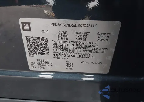 2020 Cadillac Xt4 Fwd Premium Luxury z USA, uszkodzony, nr VIN 1GYFZCR40LF123221